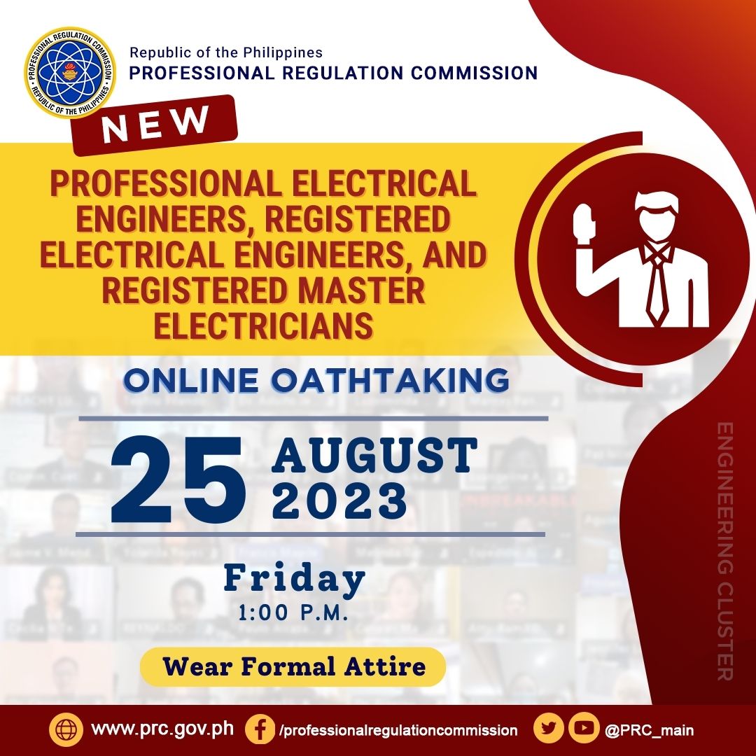 Online Oathtaking Of The New Professional Electrical Engineers Registered Electrical Engineers